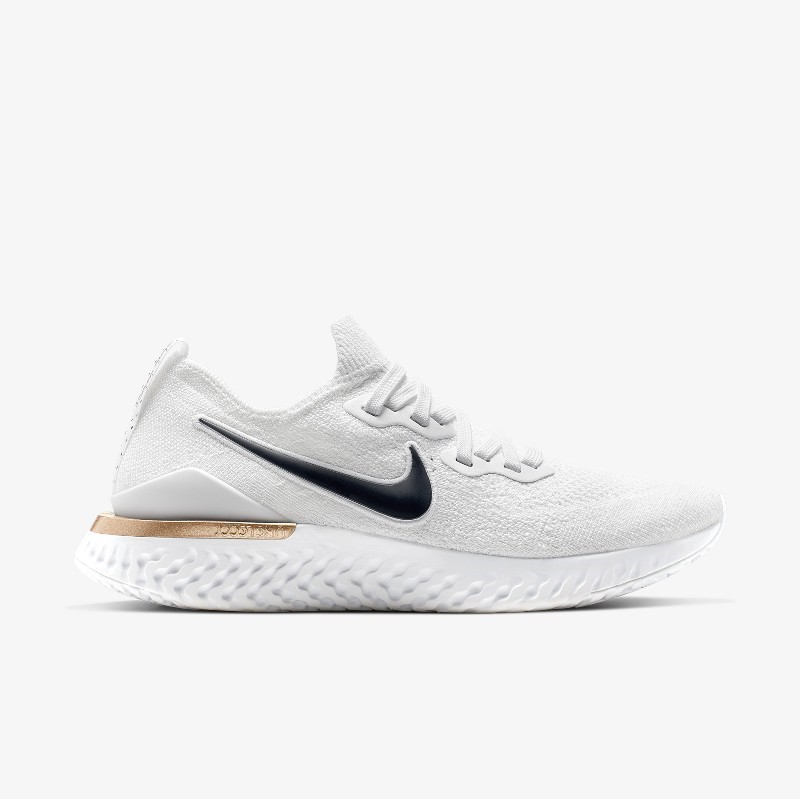 Epic react flyknit clearance 2 white and gold